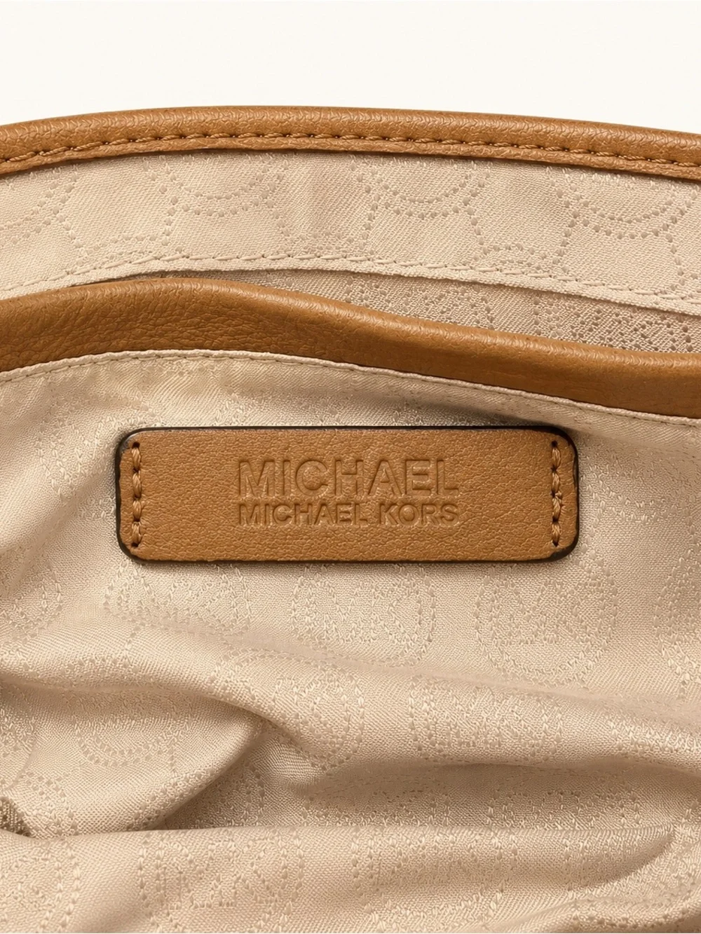 MICHAEL KORS Cognac Leather Small Crossbody with Gold-Tone Lock